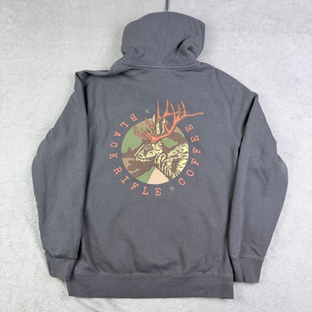 Black Rifle Coffee Company Jackalope Graphic Hoodie Gray Mens Medium BRCC